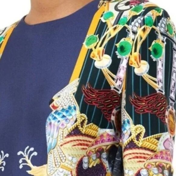 Mary Katrantzou Blue Totem Printed Graphic Midi Dress Size: S/US4 (Orig. $1250) - Picture 4 of 9